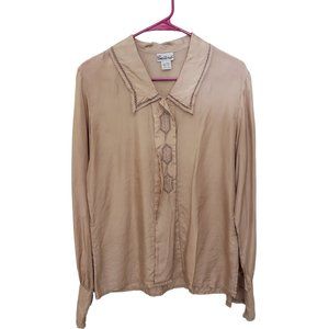 CT210 Ladies Vintage 100% Silk Gailord Long sleeve Button Down Shirt 6